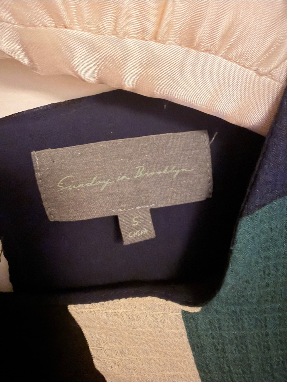 Sunday in Brooklyn Teal, Navy, Cream, Black Striped Long-Sleeve Waist-Tie Dress - Picture 4 of 5